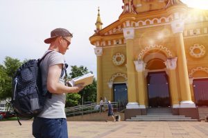 Backpacker learning Spanish in South America